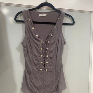 Pilcro Women's Light Purple Button Scrunch Shirt Tank Top Sz Small